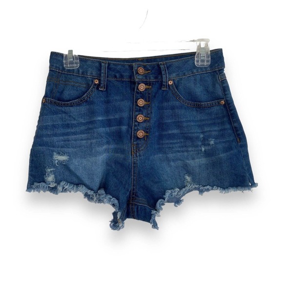 Sincerly Jules Pants - Sincerely Jules Women’s Sz 5/27 High Waist Button Fly Denim Shorts Blue Cut Off
